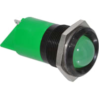 APEM Components LED Indicator Sealed 22mm Metal Prominent Black Chrome Fixed Green 110VAC Solder