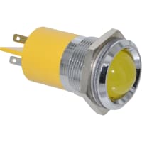 APEM Components LED Indicator Sealed 22mm Metal Prominent Bright Chrome Fixed Yllw 110VAC Solder