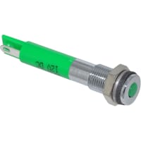 APEM Components LED Indicator Sealed 6mm Flush Bright Chrome Fixed Green 12VDC Solder