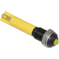 APEM Components LED Indicator Sealed 6mm Prominent Black Chrome Fixed Yellow 24VDC Solder