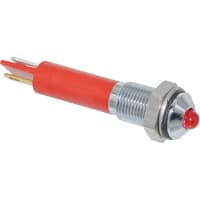 APEM Components LED Indicator Sealed 6mm Prominent Bright Chrome Fixed Red 12VDC Solder