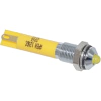 APEM Components LED Indicator Sealed 6mm Prominent Bright Chrome Fixed Yellow 24VDC Solder