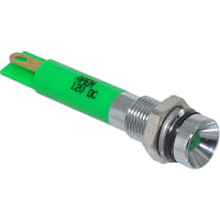 APEM Components LED Indicator Sealed 6mm Recessed Bright Chrome Fixed Green 12VDC Solder