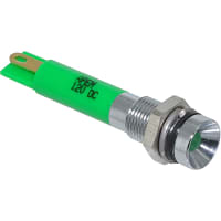 APEM Components LED Indicator Sealed 6mm Recessed Bright Chrome Fixed Green 24VDC Solder