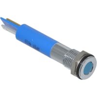 APEM Components LED Indicator Sealed 8mm Flush Bright Chrome Fixed Blue 12VDC Solder