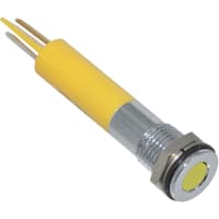 APEM Components LED Indicator Sealed 8mm Flush Bright Chrome Fixed Yellow 110VAC Solder