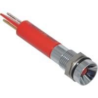 APEM Components LED Indicator Sealed 8mm Recessed Bright Chrome Fixed Red 110VAC Solder