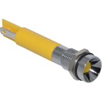 APEM Components LED Indicator Sealed 8mm Recessed Bright Chrome Fixed Yellow 110VAC Solder