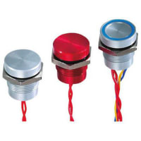 APEM Components Switch, Piezo P/B, Sealed, IP68, N.O, Black Anodized, Non-Illum, 200mA, 24VAC/DC, Wire