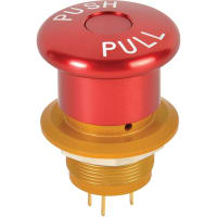 APEM Components Switch, E-Stop, Sealed, Heavy Duty, All Metal, DPST-NO/NC, ON-OFF, OFF-ON, 1A, 24VDC, PC