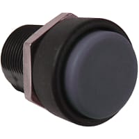 APEM Components Switch, P/B, SPDT, Round, Flat Black Actuator, Reduced Black Bezel, 3A 28VDC, 12mm, QC