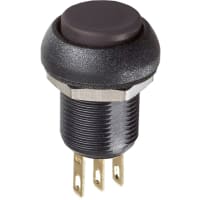 APEM Components Switch, P/B, SPDT, Round, Flat Black Actuator, Standard Black Bezel, 3A 28VDC, 12mm, QC