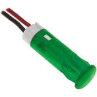 APEM Components LED Indicator 10mm Plastic Snap-In Panel Mount Fixed Green 12VDC Wire