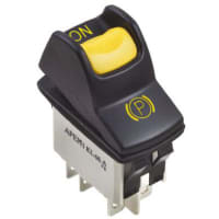 APEM Components IP68 Black/Yellow DPST Rocker Switch, On-On, 5 A@24 Vdc +85C -40C 36.8mm 21.08mm