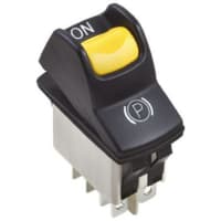 APEM Components Rocker switch+unlock, on-on, blk/yl, yl LED