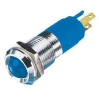 APEM Components Prominent Indicator Pmnt, 14mm Mount Size, Blue LED, Tab Term, 10 mm Lamp Size, 24Vdc