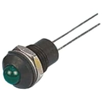 APEM Components Indicator Pmnt, 8mm Mount Size, Green LED, Lead Pins Term, 5 mm Lamp Size, 2Vdc