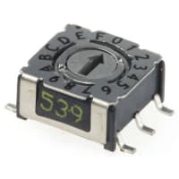 APEM Components Rotary DIP Switch, HEX, 16 Pos, Rotary for Tool, 100mA, 24VDC, Gold, Gull Wing