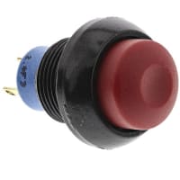 APEM Components Switch, P/B, Sealed, SPST-NO, OFF-MOM, Non-Illum, Rnd, Red High Act, 0.5A, 48VAC/DC, Sldr