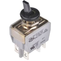 APEM Components Switch, Toggle, DPDT, ON-ON, Non-Illuminated, Flatted Actuator, 10A, 125VAC, QC