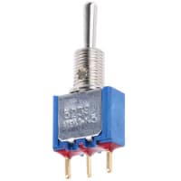 APEM Components Toggle Switch SP (On)-Off-On, 0.4 A @ 20 V, PCB