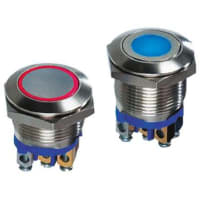 APEM Components Push Button Switch, IP65, SPST-NO, Momentary, Illuminated Green LED, 