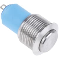 APEM Components Switch, Pushbutton, Sealed, SPST, OFF-ON, Flat SS Actuator, Silver, 1A, 24VDC, Solder