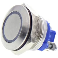 APEM Components Push Button Switch, IP67, NO, Momentary, Illuminated Blue LED, 