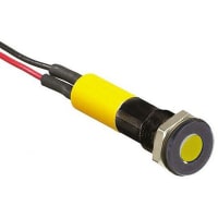 APEM Components 6mm flush black chr LED wires, yel 12Vdc