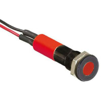 APEM Components Flush Indicator Pmnt, 6mm Mount Size, Red LED, LeadWires Term, 3 mm Lamp Size, 24 Vdc