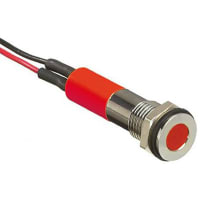 APEM Components Flush Indicator Pmnt, 8mm Mount Size, Red LED, Lead Wires Term, 5 mm Lamp Size, 2 Vdc