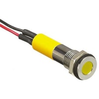 APEM Components Flushindicator Pmnt, 8mm Mount Size, Yellow LED, LeadWires Term, 5 mm Lamp Size, 2Vdc