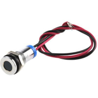 APEM Components Flush Indicator Pmnt, 8mm Mount Size, Blue LED, LeadWires Term, 5 mm Lamp Size, 2 Vdc