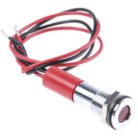 APEM Components Flush Indicator Pmnt, 8mm Mount Size, Red LED, LeadWires Term, 5 mm Lamp Size, 24 Vdc