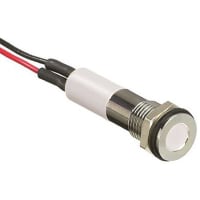 APEM Components 8mm flush bright chr LED wires, wht 220V