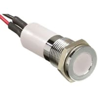 APEM Components 14mm flush chrome LED wires, white 12Vdc