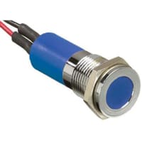 APEM Components 14mm flush chrome LED wires, blue 24Vdc