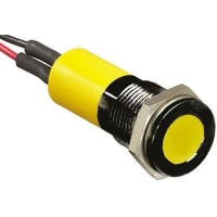 APEM Components 14mm flush black chr LED wires, yel 12Vdc