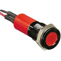 APEM Components Flushindicator Pmnt, 14mm Mount Size, Red LED, LeadWires Term, 10 mm Lamp Size, 12Vdc