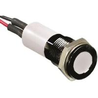 APEM Components 14mm flush black chr LED wires, wht 12Vdc