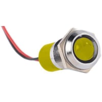 APEM Components 14mm prominent chrome LED wires, yel 12V