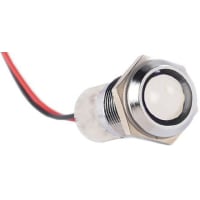 APEM Components 14mm prominent chrome LED wires, wht 24V