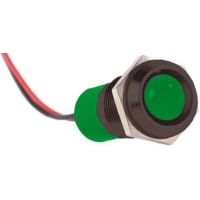 APEM Components 14mm prominent black LED wires, grn 110V