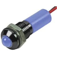 APEM Components Indicator Pmnt, 6mm Mount Size, Blue LED, LeadWires Term, 3 mm Lamp Size, 2Vdc