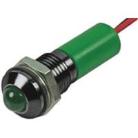 APEM Components Indicator Pmnt, 6mm Mount Size, Green LED, LeadWires Term, 3 mm Lamp Size, 2Vdc