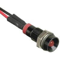 APEM Components Recessedindicator Pmnt, 6mm Mount Size, Red LED, LeadWires Term, 3 mm Lamp Size, 2Vdc