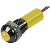 APEM Components Indicator Pmnt, 6mm Mount Size, Yellow LED, LeadWires Term, 3 mm Lamp Size, 2Vdc