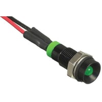 APEM Components 6mm recessed black LED wires, green 2Vdc