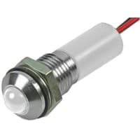 APEM Components Indicator Pmnt, 6mm Mount Size, White LED, LeadWires Term, 3 mm Lamp Size, 12Vdc