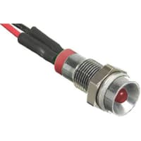 APEM Components Recessedindicator Pmnt, 8mm Mount Size, Red LED, LeadWires Term, 5 mm Lamp Size, 2Vdc